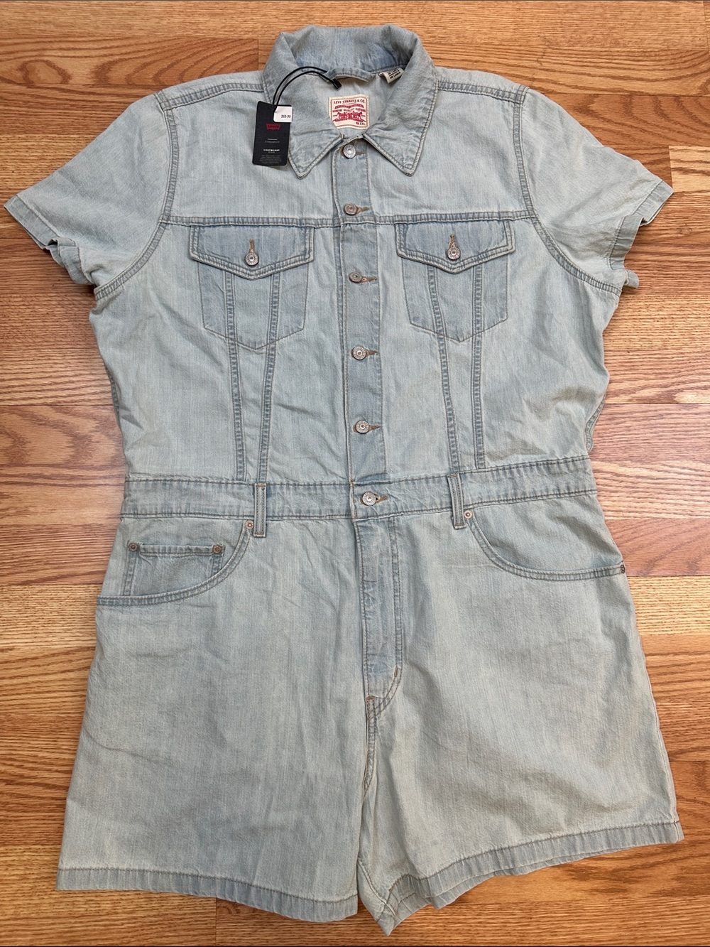Levi's Light Blue Short-Sleeve Denim Romper